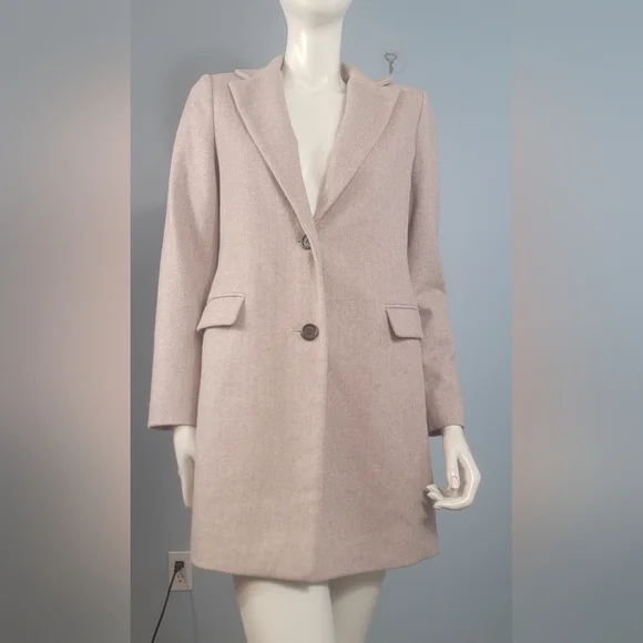 Lauren Ralph Lauren black label Herringbone wool blend dusty pink  coat size 4 - Picture 5 of 15